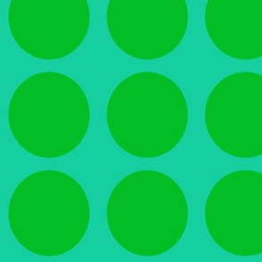 Green Dots on Greenish Blue Large - Spring Dots