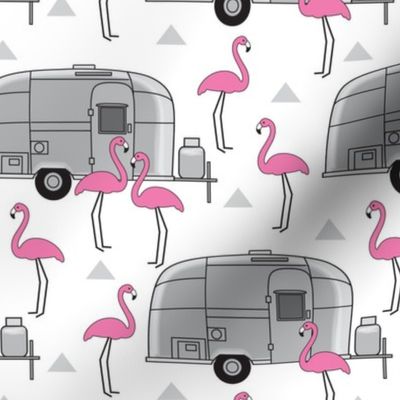 vintage silver trailers-and-flamingos-on-white
