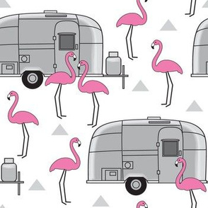 vintage silver trailers-and-flamingos-on-white