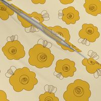 Fluffy Flowers – Mustard on Yellow