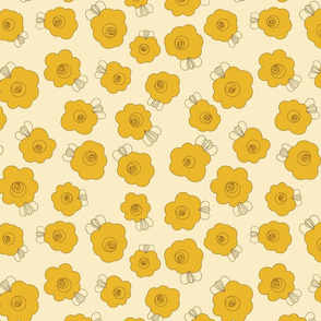 Fluffy Flowers – Mustard on Yellow