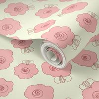 Fluffy Flowers – Pink on Cream