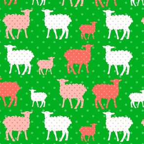 Modern Whimsy Lambs Green Pink