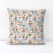 Small scale // The foxy gardener // white background orange foxes