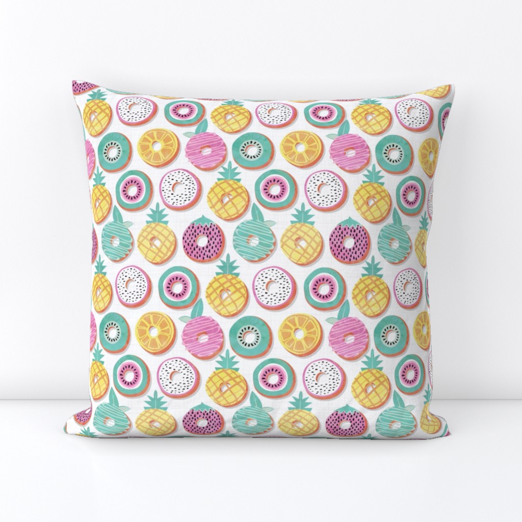 Small scale // Undercover donuts // white background pastel colors fruit donuts