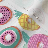 Small scale // Undercover donuts // white background pastel colors fruit donuts