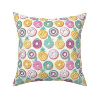 Small scale // Undercover donuts // white background pastel colors fruit donuts