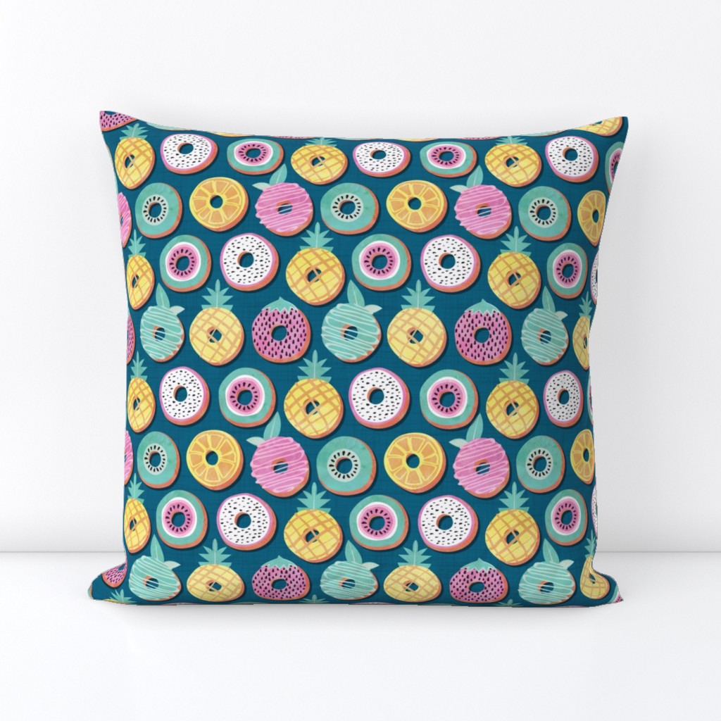 Small scale // Undercover donuts // turquoise background pastel colors fruit donuts