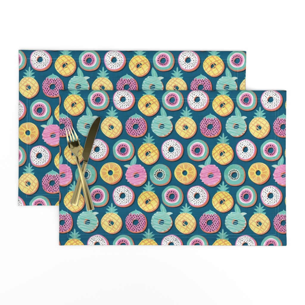 Small scale // Undercover donuts // turquoise background pastel colors fruit donuts