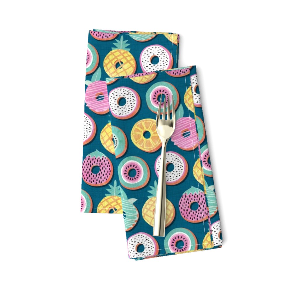 Small scale // Undercover donuts // turquoise background pastel colors fruit donuts