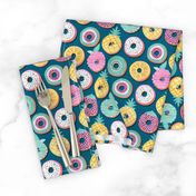 Small scale // Undercover donuts // turquoise background pastel colors fruit donuts