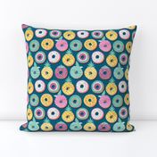 Small scale // Undercover donuts // turquoise background pastel colors fruit donuts