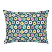 Small scale // Undercover donuts // turquoise background pastel colors fruit donuts