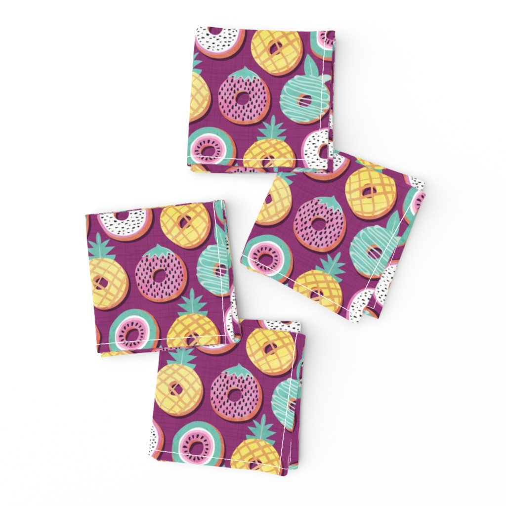 Small scale // Undercover donuts // pink purple background pastel colors fruit donuts