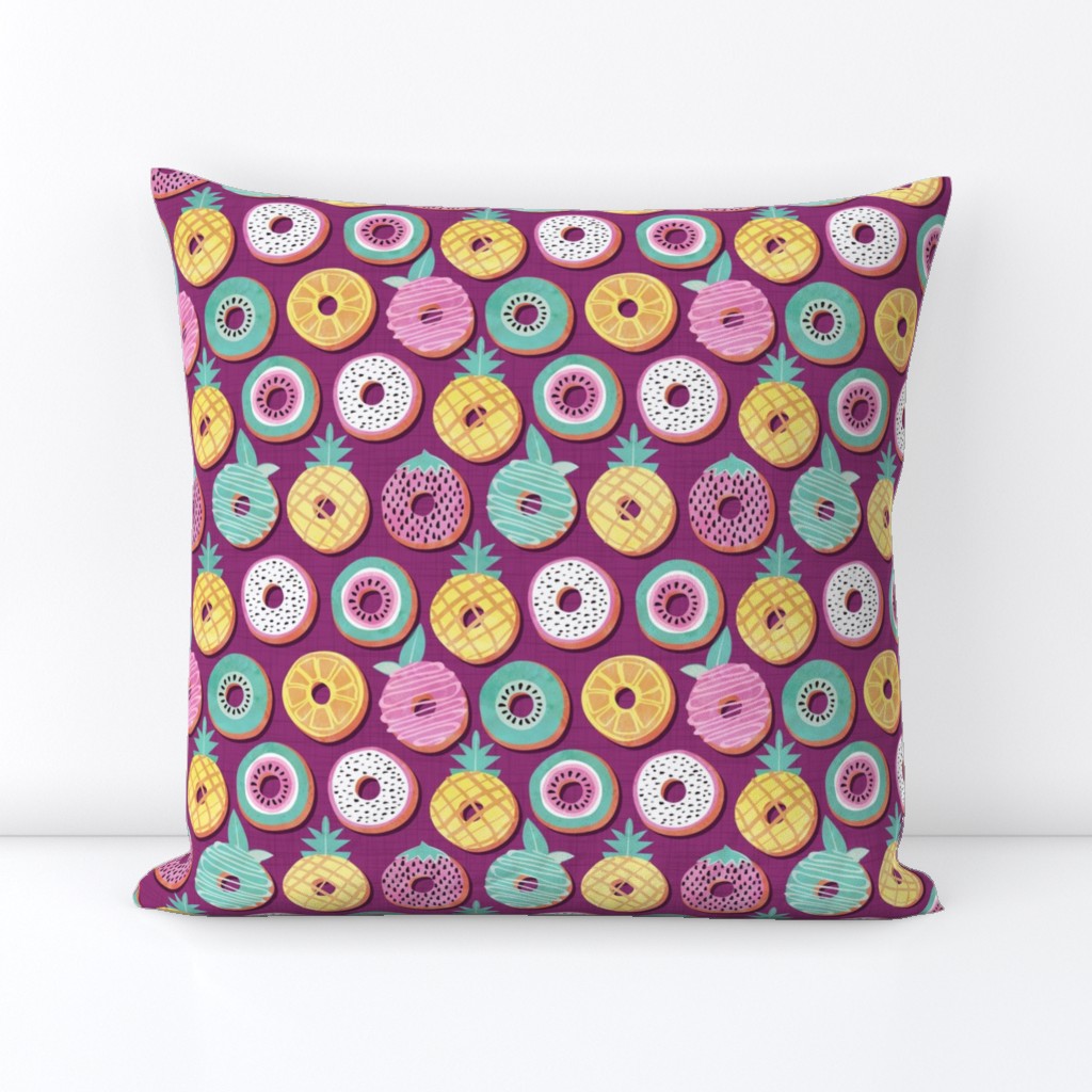 Small scale // Undercover donuts // pink purple background pastel colors fruit donuts