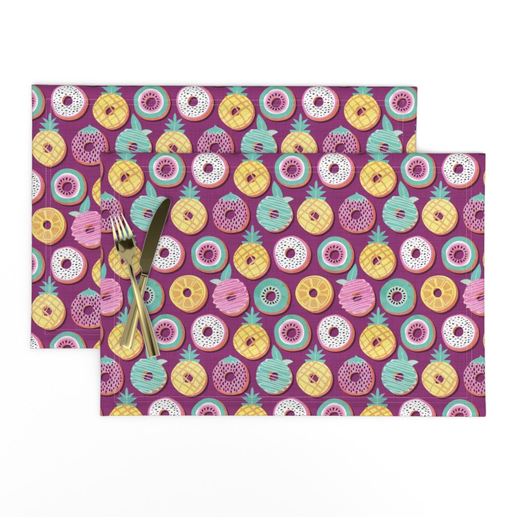 Small scale // Undercover donuts // pink purple background pastel colors fruit donuts