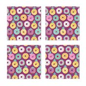 Small scale // Undercover donuts // pink purple background pastel colors fruit donuts