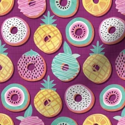 Small scale // Undercover donuts // pink purple background pastel colors fruit donuts