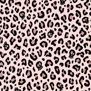 ★ SKULLS x LEOPARD ★ Blush Pink - Small Scale / Collection : Leopard Spots variations – Punk Rock Animal Prints 3