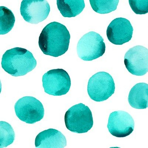 Turquoise Watercolor Dots // Large