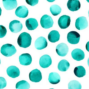 Turquoise Watercolor Dots // Medium