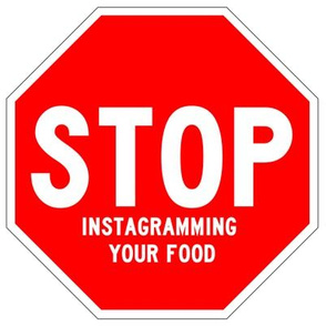 11 red white road signs traffic signs Graffiti vandalism vandalize pop art jokes gags novelty funny stop instagramming your food porn foodporn facebook memes internet social media pop culture 1st first world problems annoying irritating photographs postin