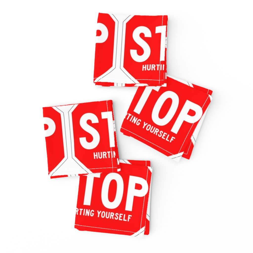 16 red white road signs traffic signs Graffiti vandalism vandalize pop art stop hurting yourself inspirational messages