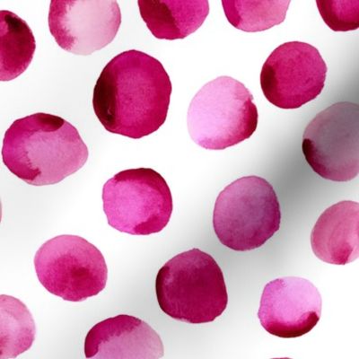 Watercolor Dots // Deep Cerise // Large