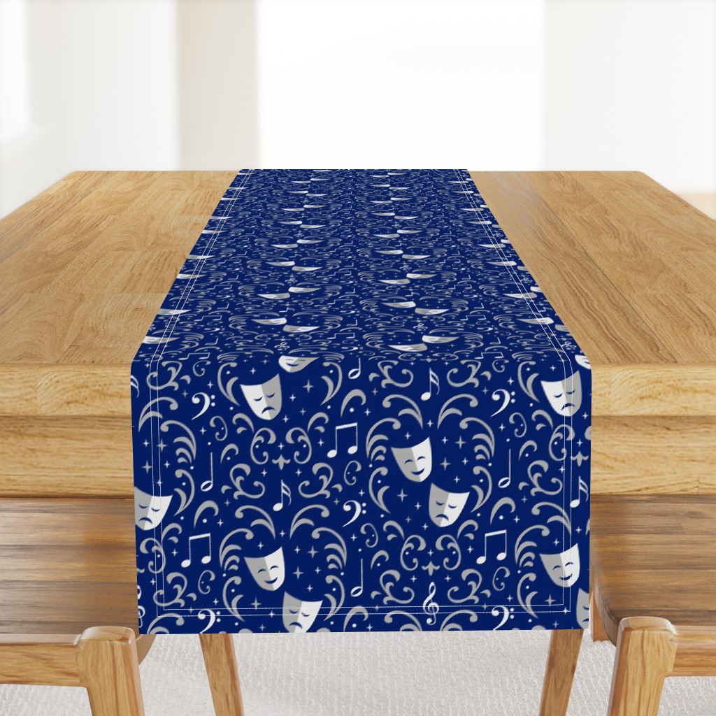 Theater Damask (Blue and Silver)