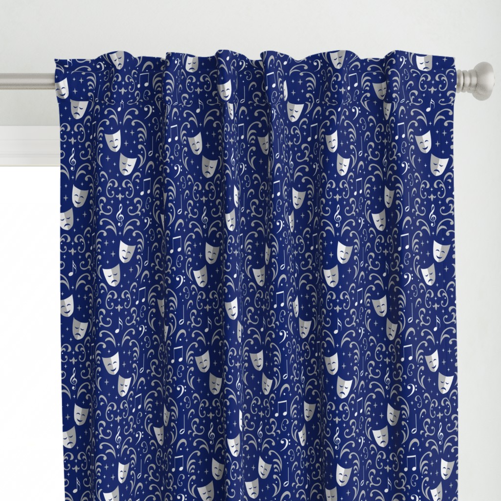 Theater Damask (Blue and Silver)