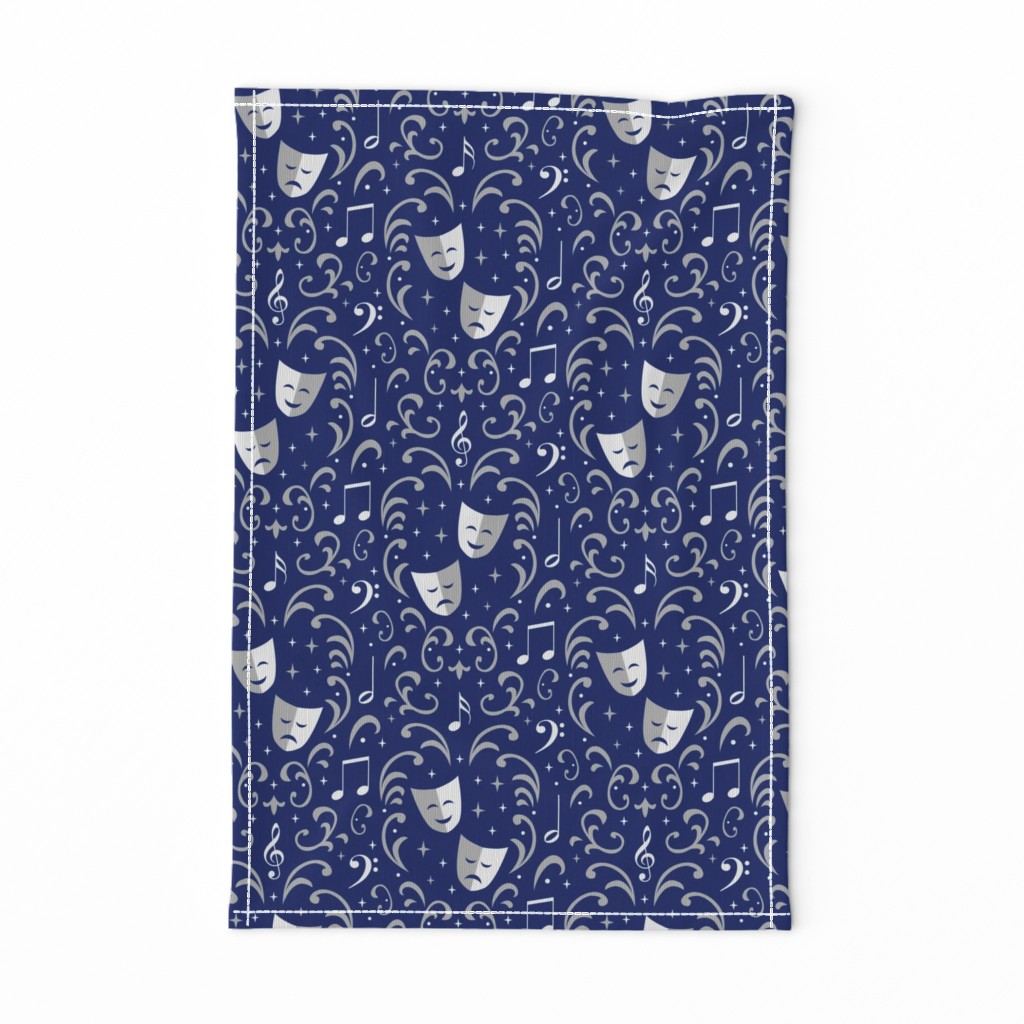 Theater Damask (Blue and Silver)