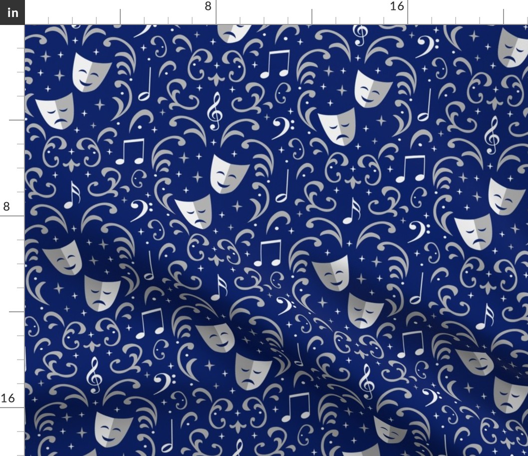 Theater Damask (Blue and Silver)