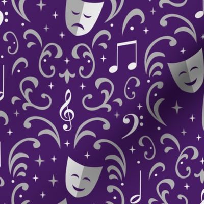 Theater Damask (Purple and Silver)