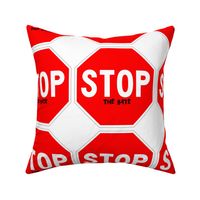 14 red white road signs traffic signs Graffiti vandalism vandalize pop art stop the hate wars fighting fights strong message peace pop culture end stop discrimination prejudice marker pen effect 