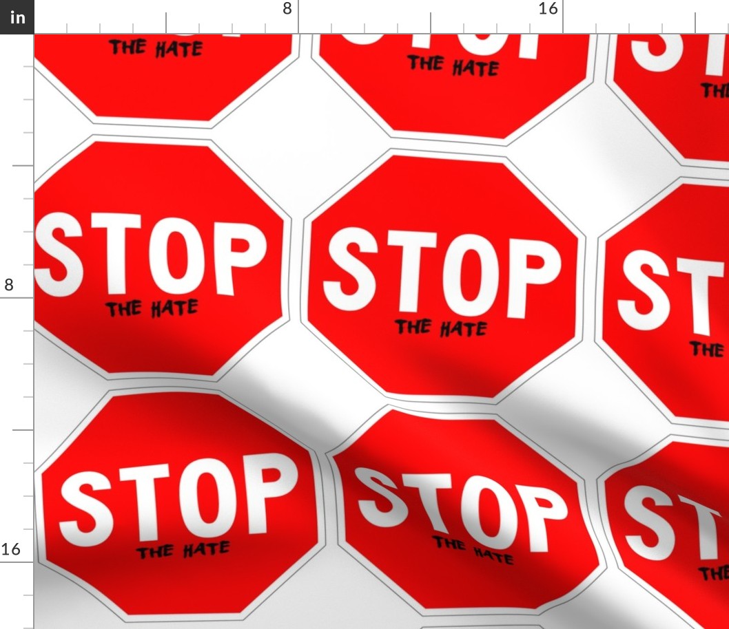 14 red white road signs traffic signs Graffiti vandalism vandalize pop art stop the hate wars fighting fights strong message peace pop culture end stop discrimination prejudice marker pen effect 