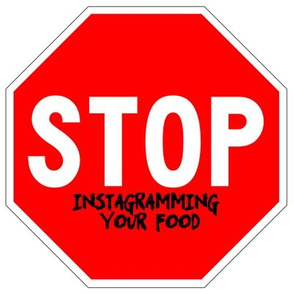 7 red white road signs traffic signs Graffiti vandalism vandalize pop art jokes gags novelty funny stop instagramming your food porn foodporn facebook memes marker pens effect internet social media pop culture 1st first world problems annoying irritating 