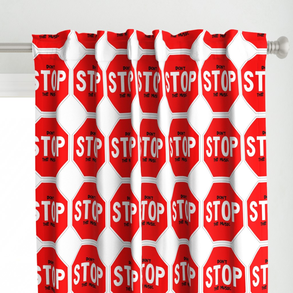 13 red white road signs traffic signs Graffiti vandalism vandalize pop art don't stop the music inspirational messages marker pens effect