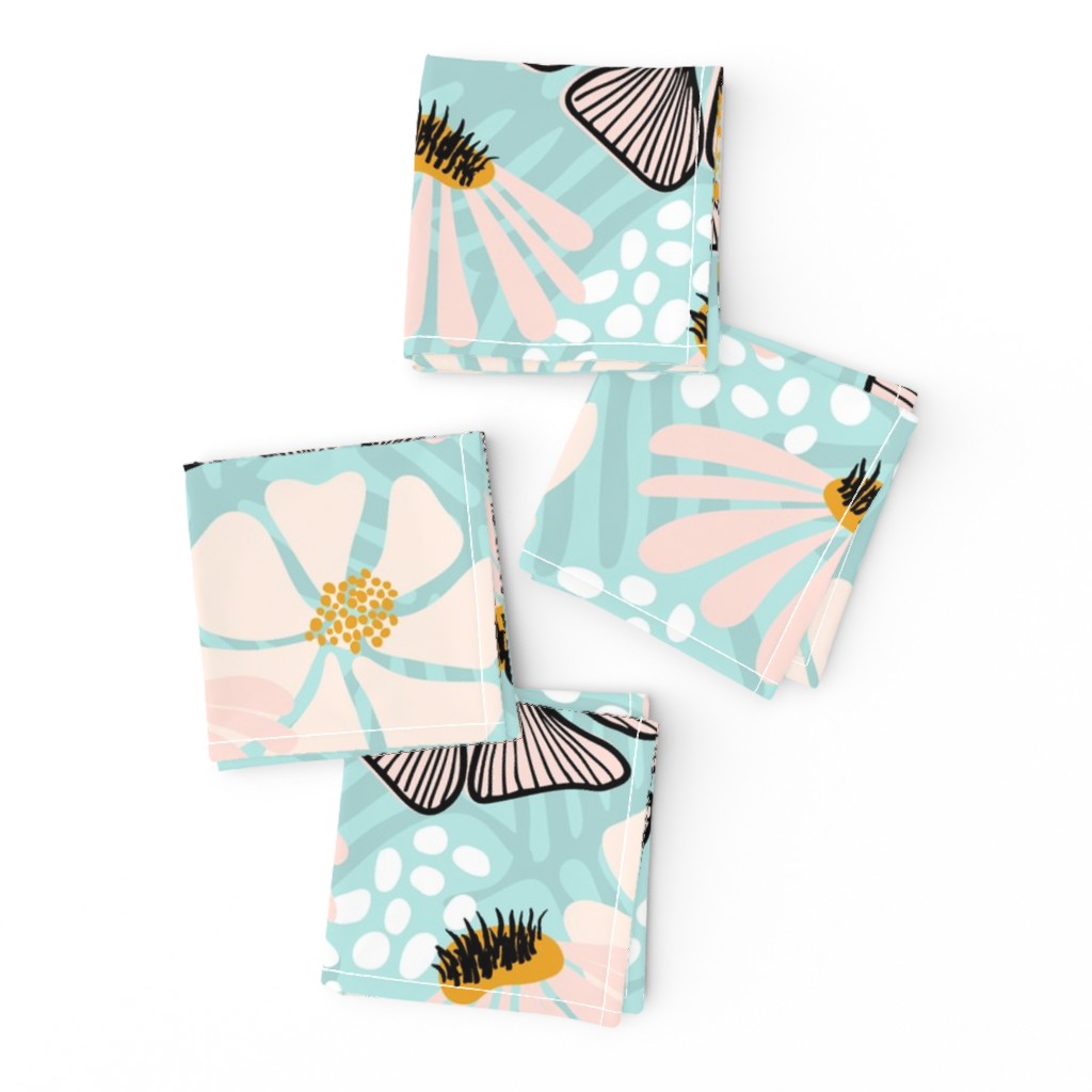 Bold  & bright flowers w/black and white/jumbo