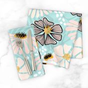 Bold  & bright flowers w/black and white/jumbo