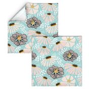 Bold  & bright flowers w/black and white/jumbo