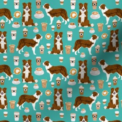 Border Collie  coffee (smaller scale) cafe dog fabric pet dog breeds collies turquoise