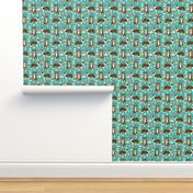 Border Collie  coffee (smaller scale) cafe dog fabric pet dog breeds collies turquoise