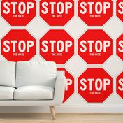 4 red white road signs traffic signs Graffiti vandalism vandalize pop art stop the hate wars fighting fights strong message peace pop culture end stop discrimination prejudice
