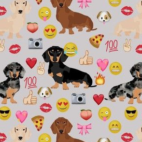 dachshund emoji funny emojis doxie dog breed fabric grey