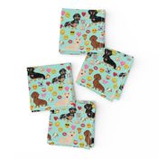 dachshund emoji funny emojis doxie dog breed fabric mint