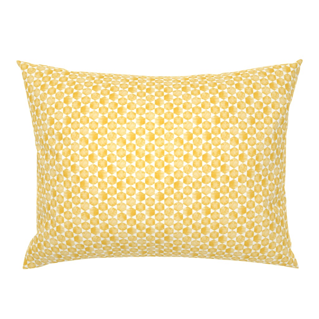 Hand Printed Mustard Yellow Hexagonal Print