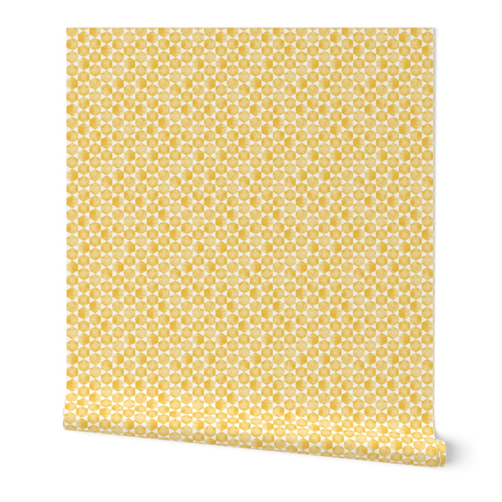 Hand Printed Mustard Yellow Hexagonal Print