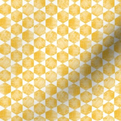 Hand Printed Mustard Yellow Hexagonal Print