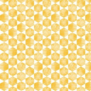 Hand Printed Mustard Yellow Hexagonal Print