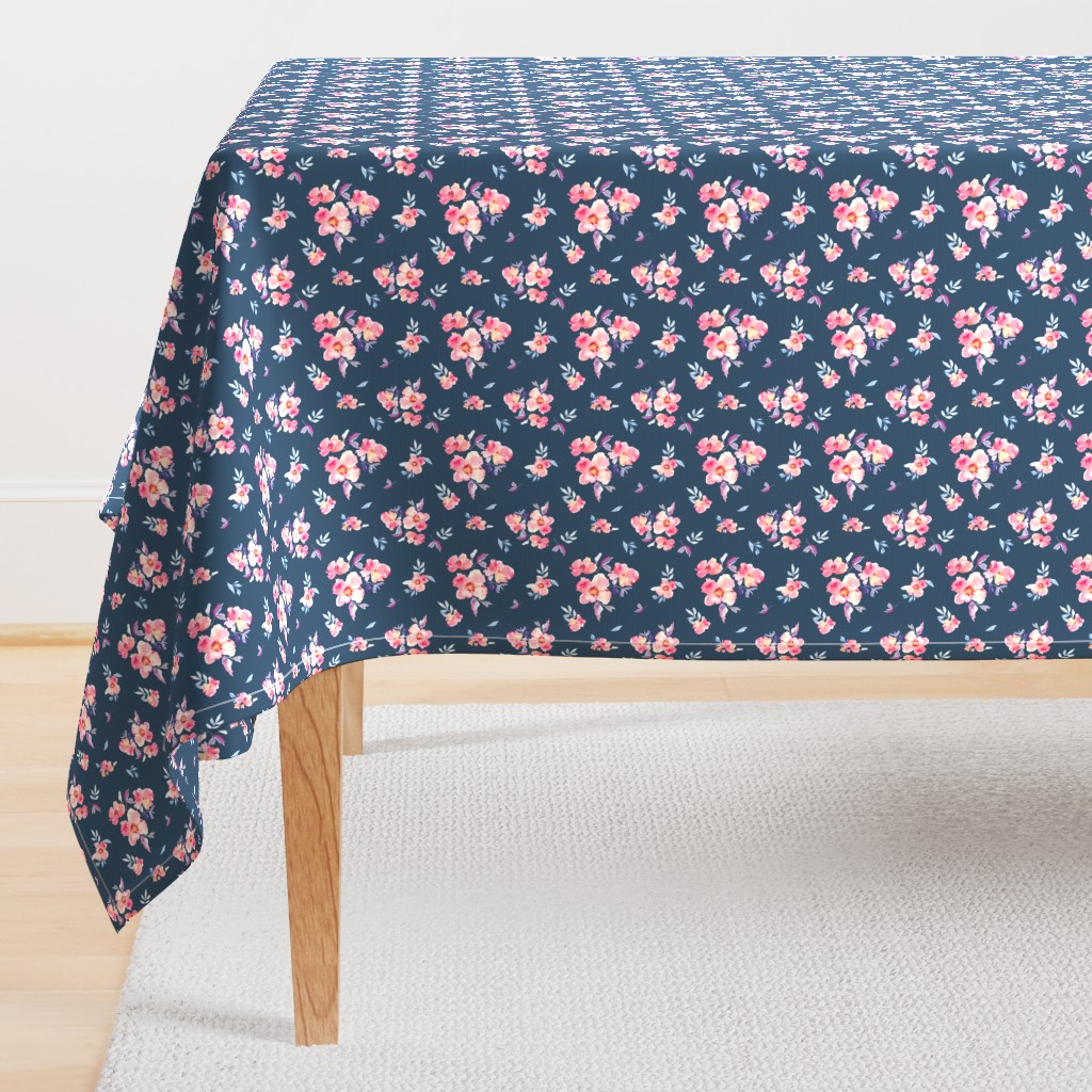 Perry Spaced Watercolour Floral on Navy